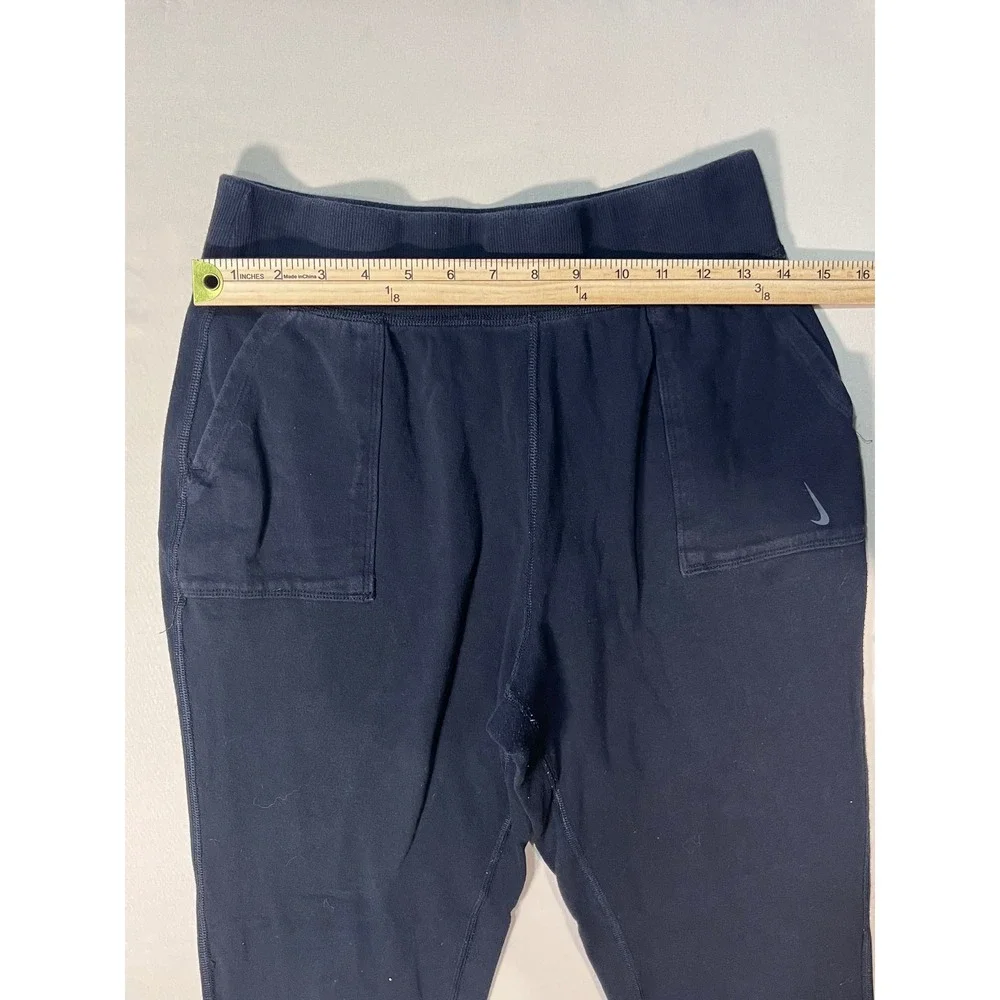 Nike Yoga Womens Navy Blue Fleece Jogger Sweatpants Pockets CU5317-451 Size M